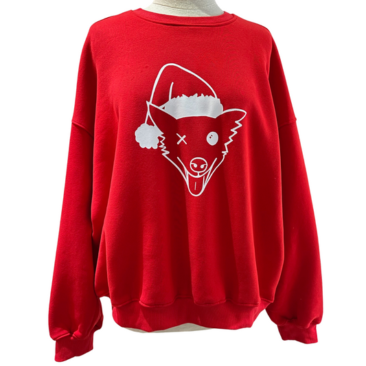 Red Checkers the Dog w/ Santa Hat Sweatshirt