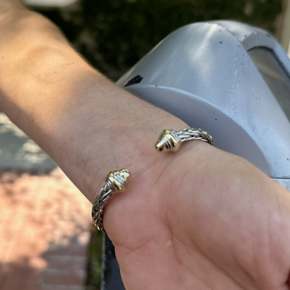 Silver and Gold Braided two tone cuff