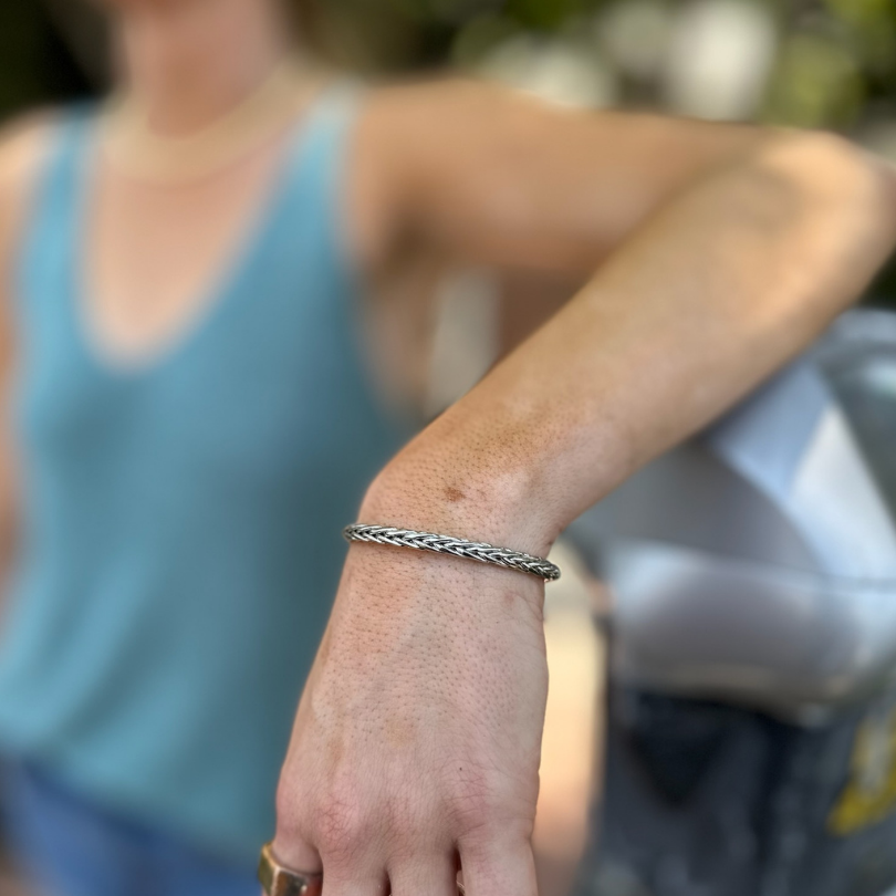 Silver and Gold Braided two tone cuff