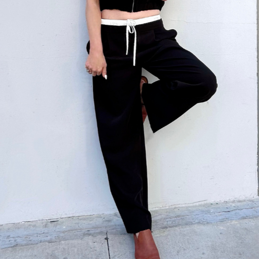 Black Relaxed Fit Slip-On Wide Leg Trouser Large