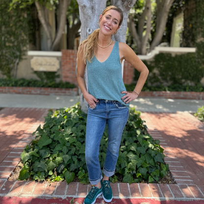 Teal Airy V-Neck Tank