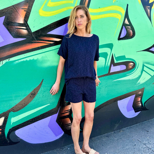 Blue Oversized Lightweight Drop Shoulder Sweater