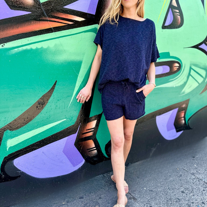 Blue Oversized Lightweight Drop Shoulder Sweater