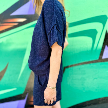 Blue Oversized Lightweight Drop Shoulder Sweater