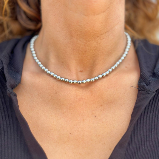 Metal Beaded Choker Necklace