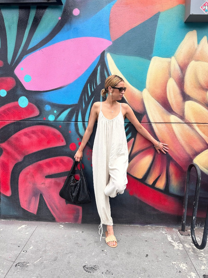 V Neck Jumpsuit with Spaghetti Straps